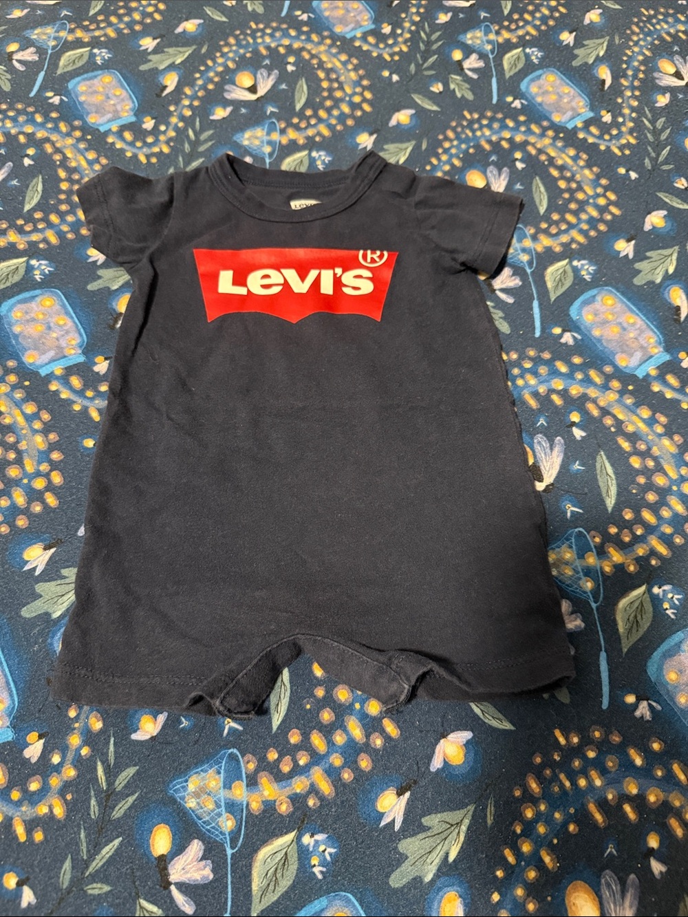 Levi's Navy Infant Romper with Red Logo
